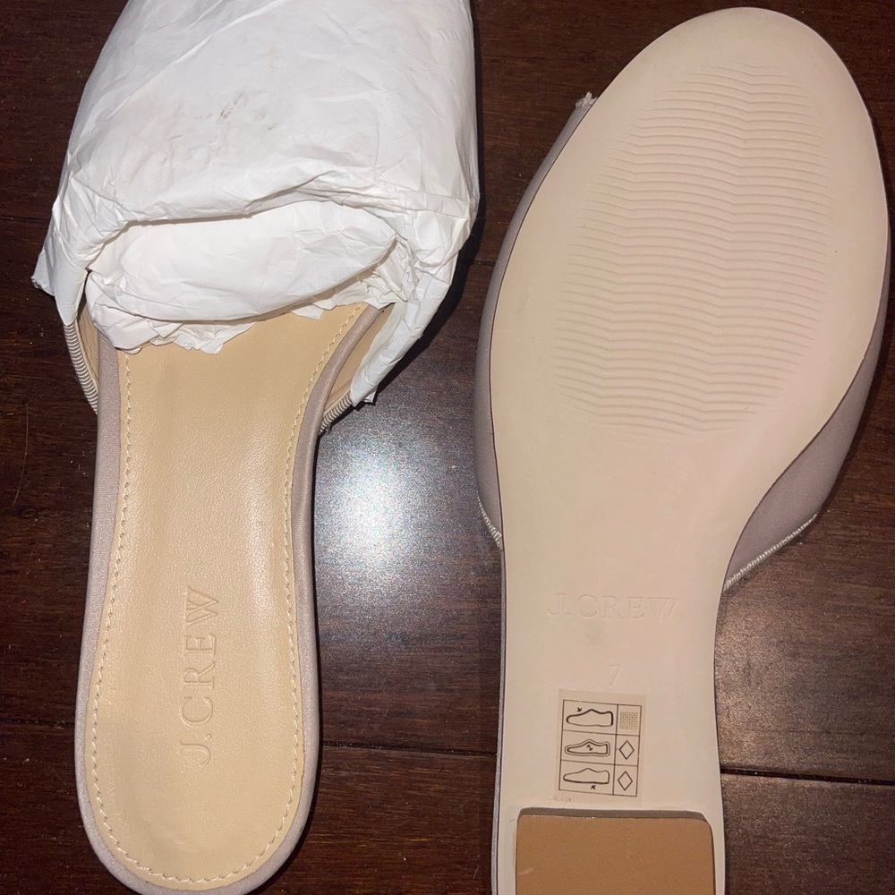 J. Crew Women's Floral Embellished Slide Sandals - BEIGE 7 NWOT - Picture 6 of 8
